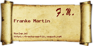 Franke Martin névjegykártya